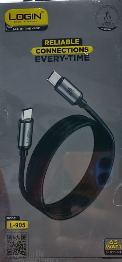Login L-905 Super Fast Charging Cable 65WATT android and iphone type c and Lightning